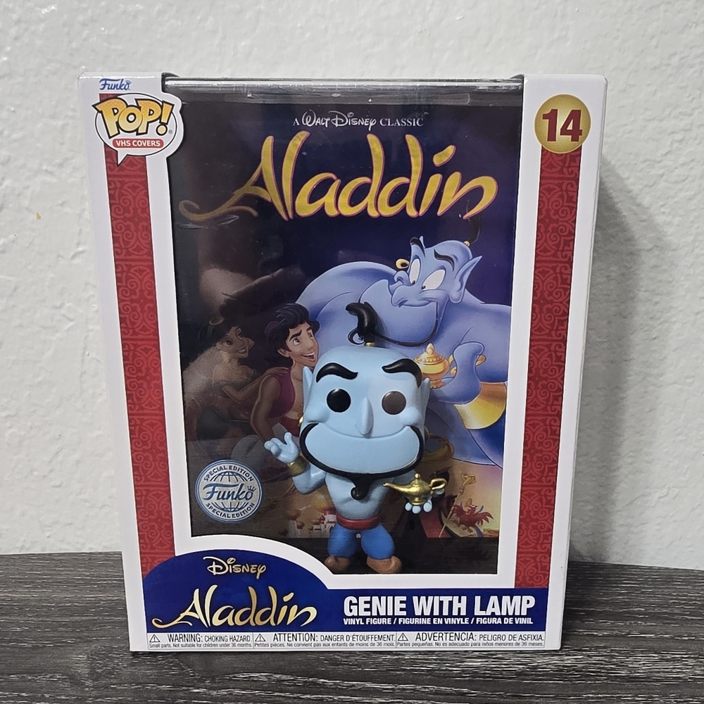 Funko Pop VHS Cover Aladdin Genie with Lamp Figure - Blue and Gold